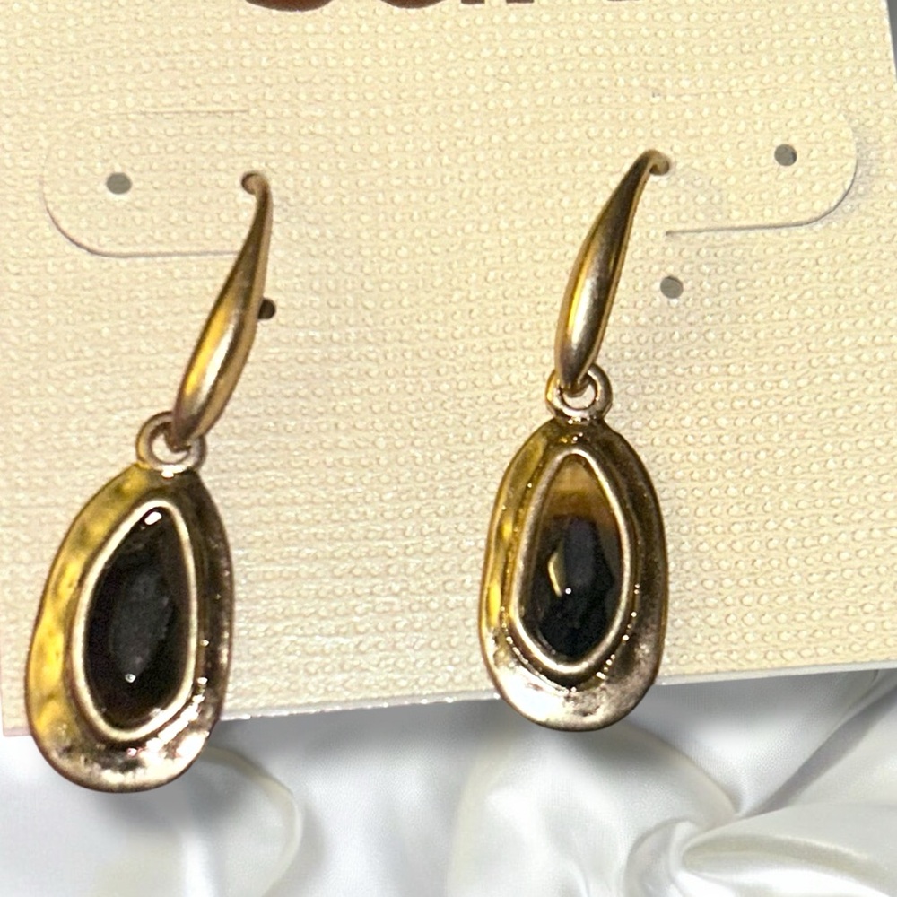 The Sak Tigers Eye Dangle Earrings Gold Dangle New - Picture 2 of 4
